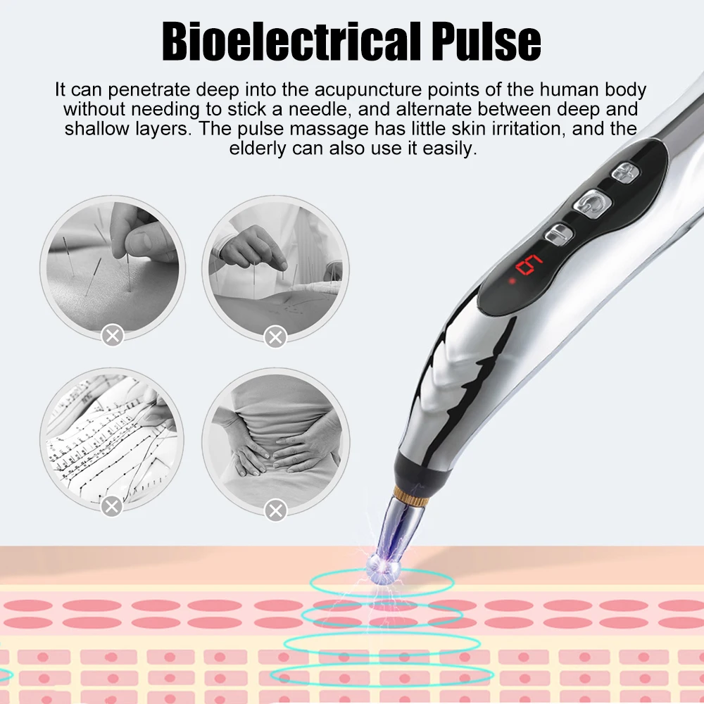 Rechargeable Acupuncture Meridian Pen 5 Heads - Image 3