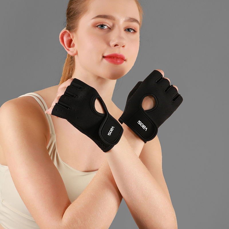 Women’s Fingerless Fitness Gloves Black - Image 2
